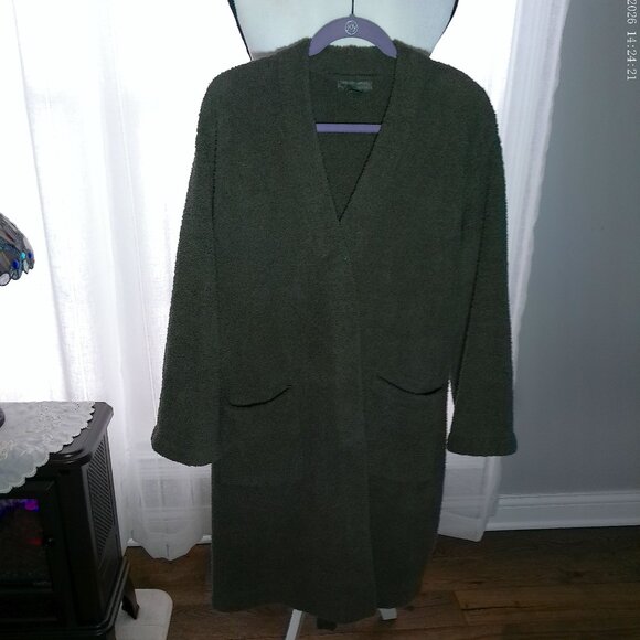 BAREFOOT DREAMS Cozy Chic Long Sleeve Open Front w/Belt Army Green Robe L/XL